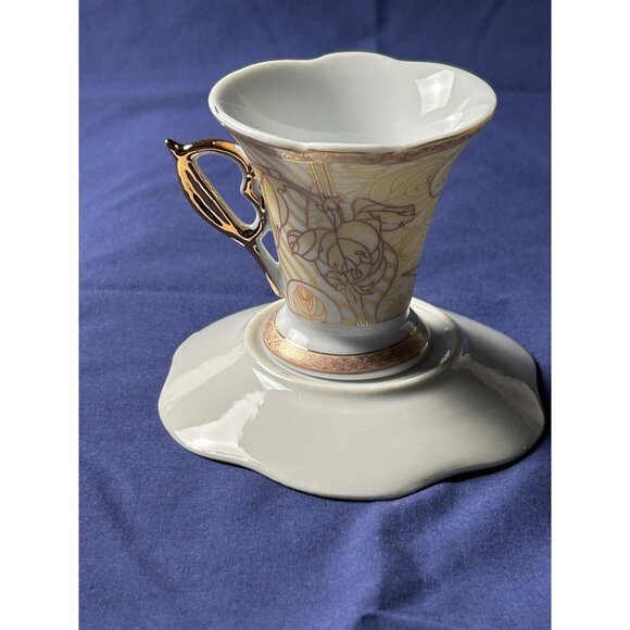 D’Lusso Home Collection Floral Teacup & Saucer Set Gold Handle Porcelain Vintage - Picture 8 of 9